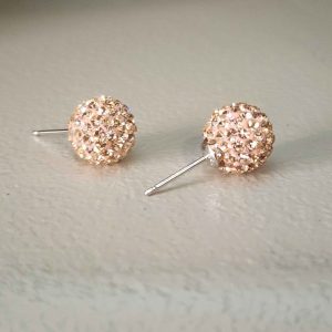 Champagne 10mm Crystal Ball Earrings