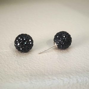 Black 10mm Crystal Ball Earrings