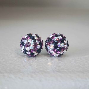 Amethyst Firework 10mm Crystal Ball Earrings