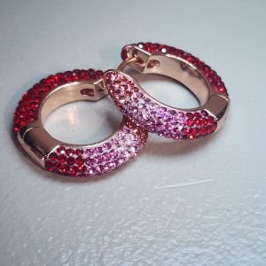Cherry Explosion Medium Crystal Ball Hoop Earrings