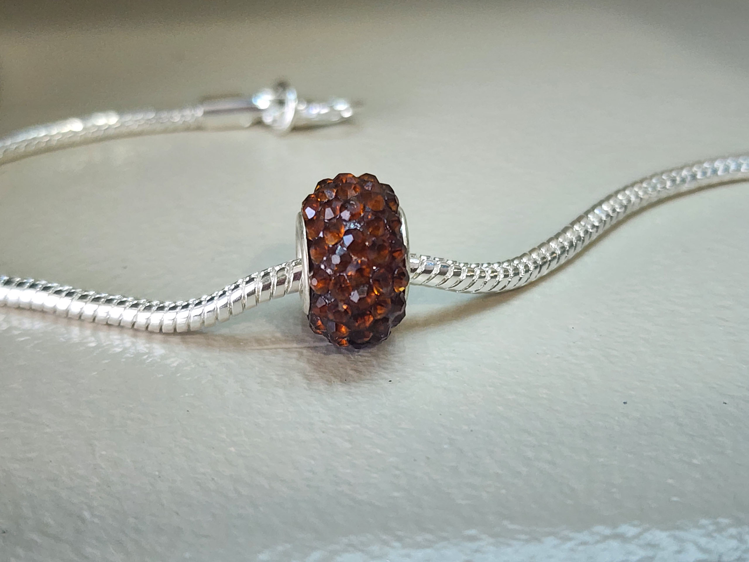 Coffee Big Bead Crystal Ball Bracelet