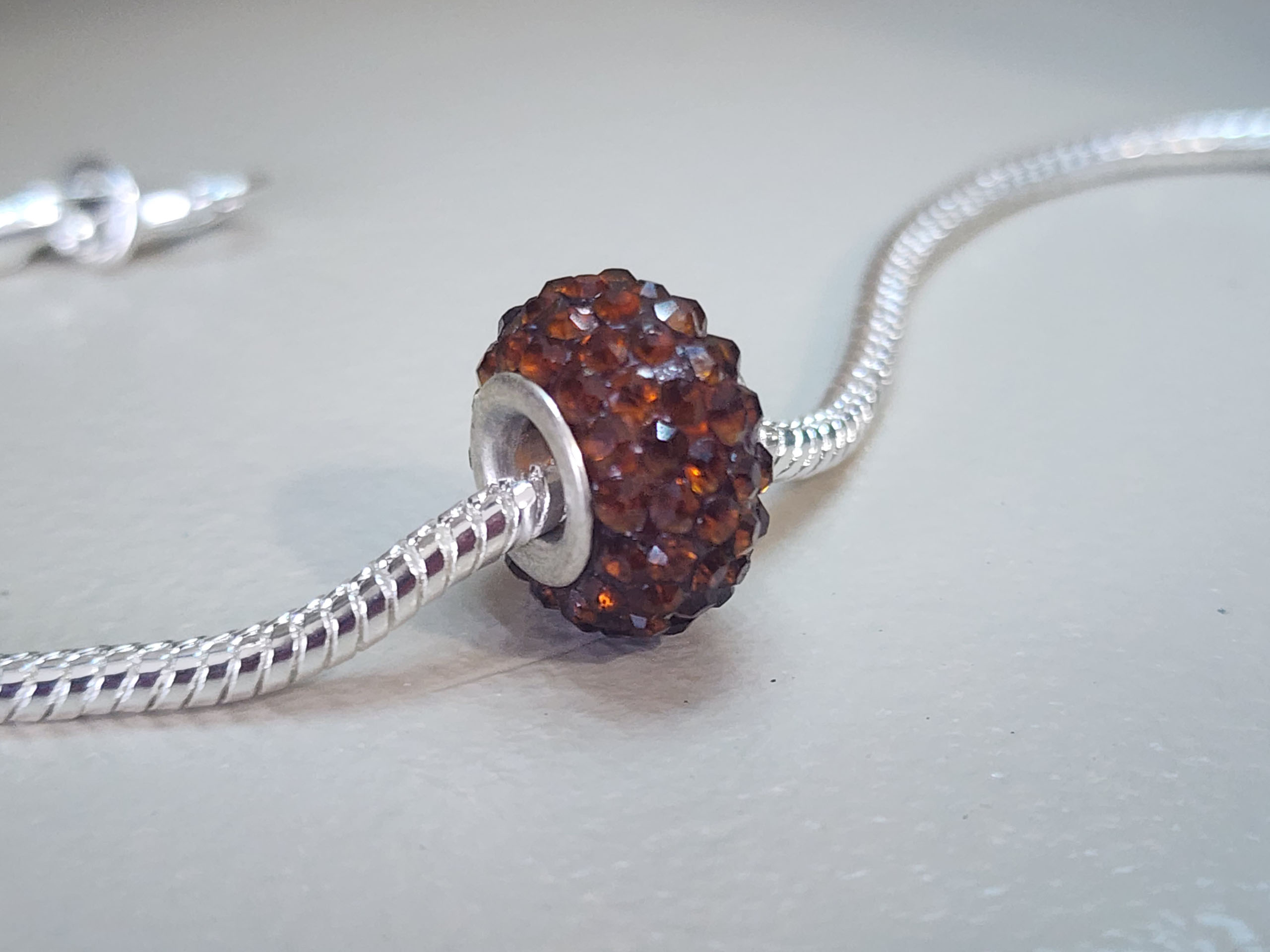 Coffee Big Bead Crystal Ball Bracelet