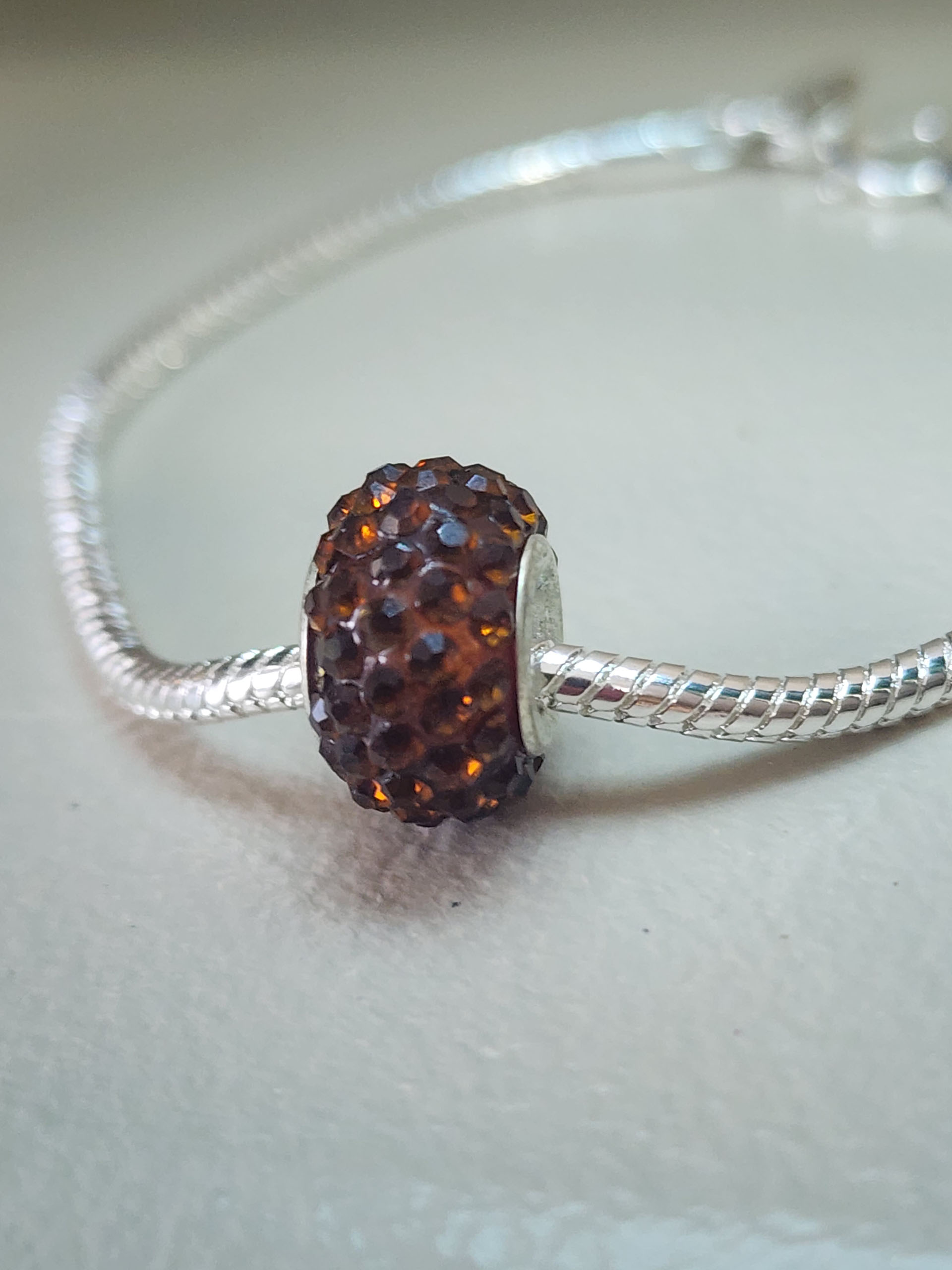 Coffee Big Bead Crystal Ball Bracelet