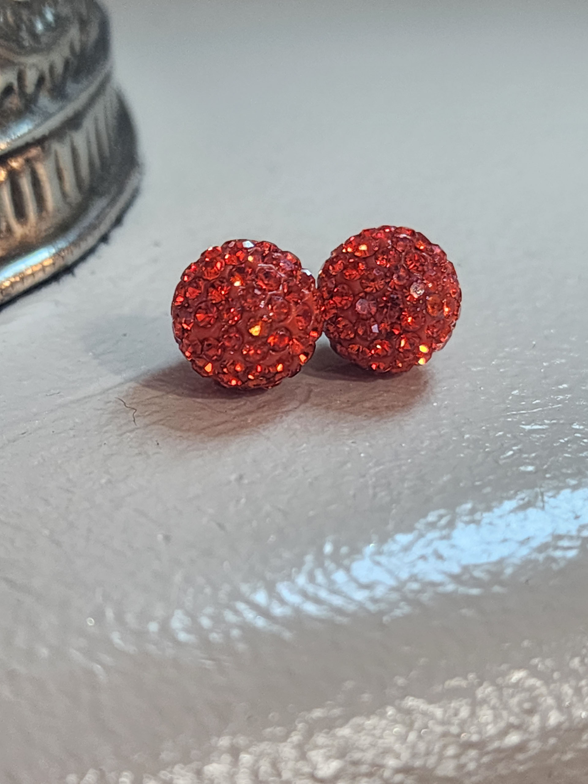 Dark Orange 10mm Crystal Ball Earrings