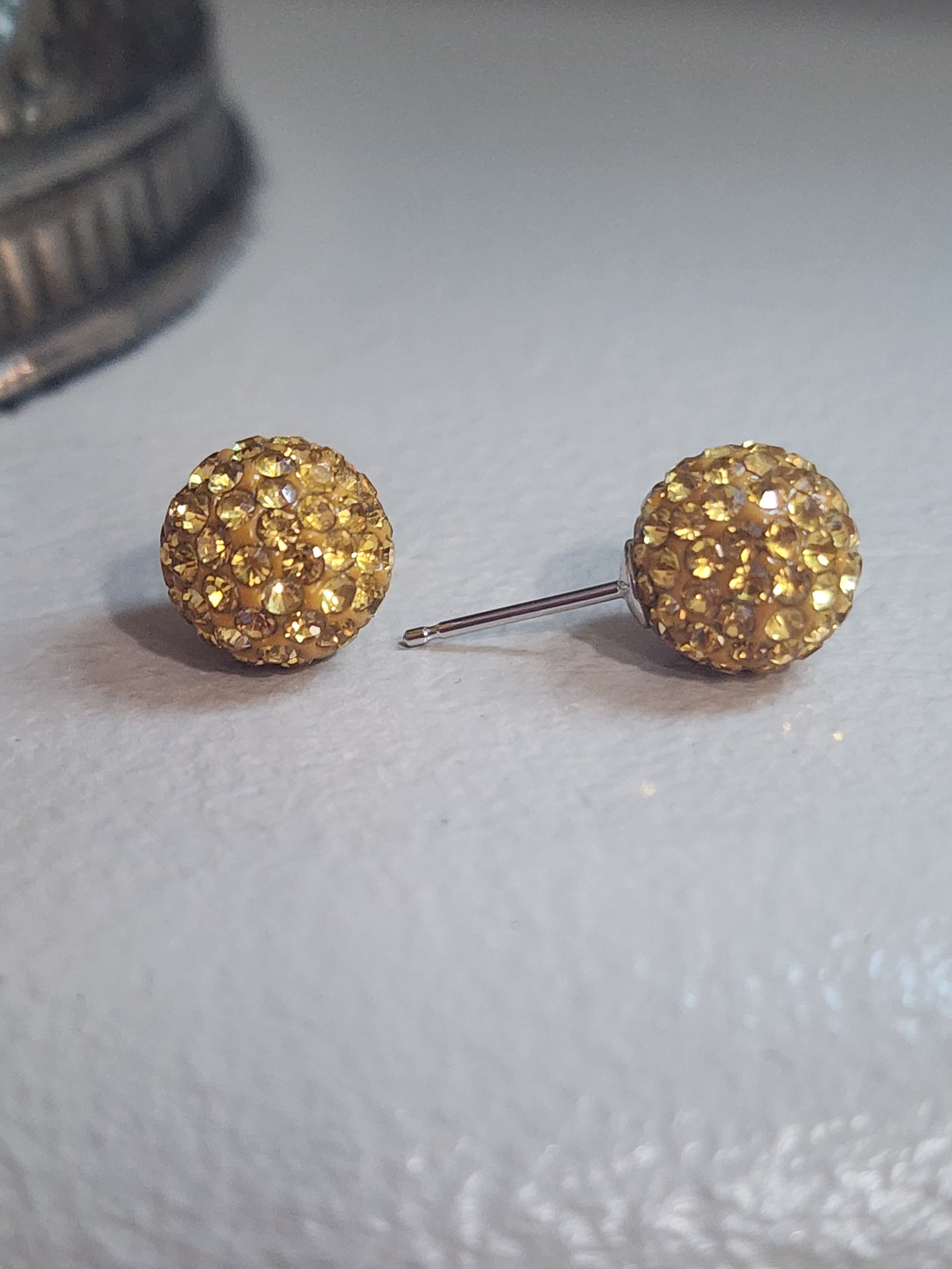 Golden 10mm Crystal Ball Earrings