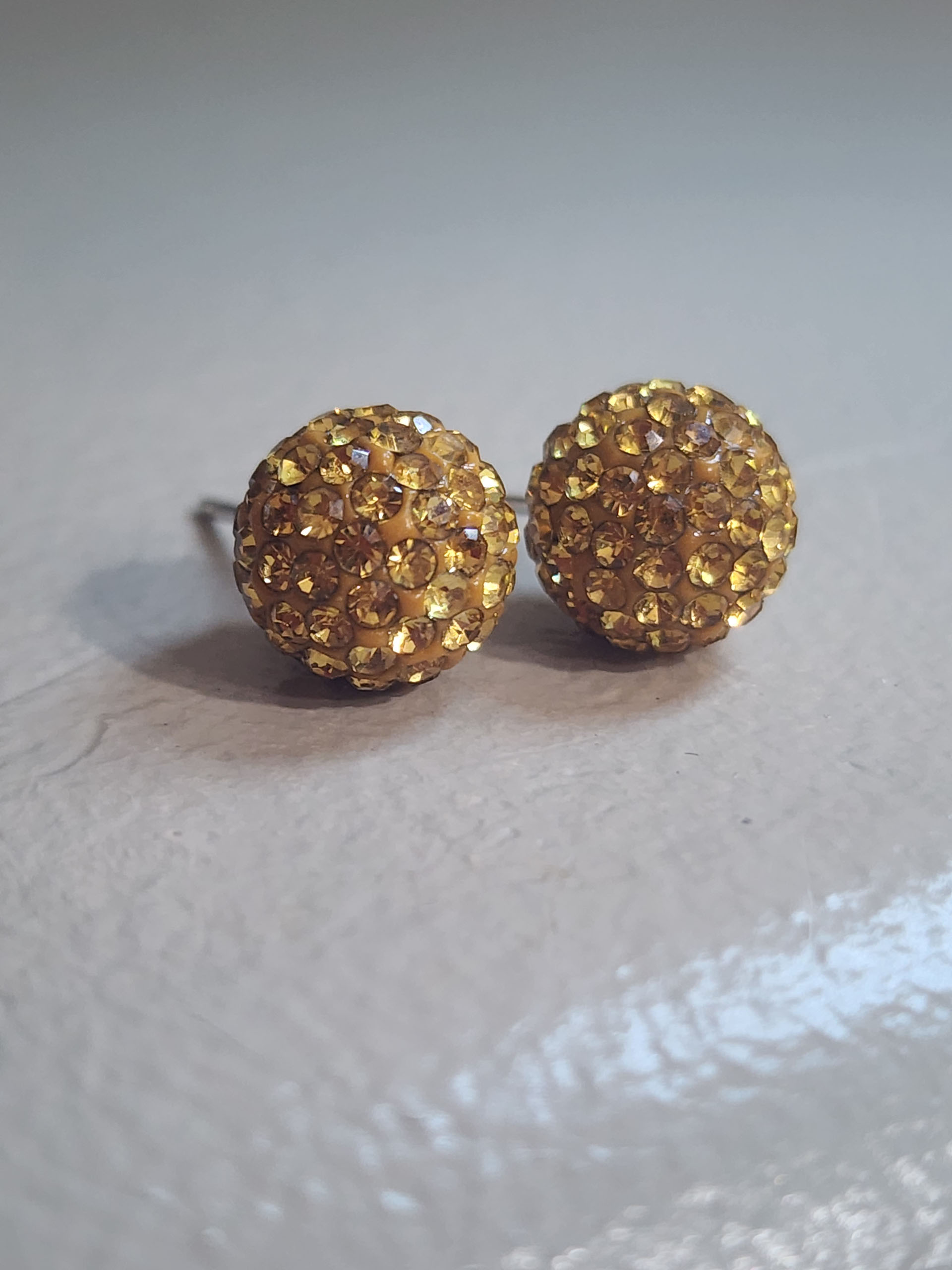 Golden 10mm Crystal Ball Earrings