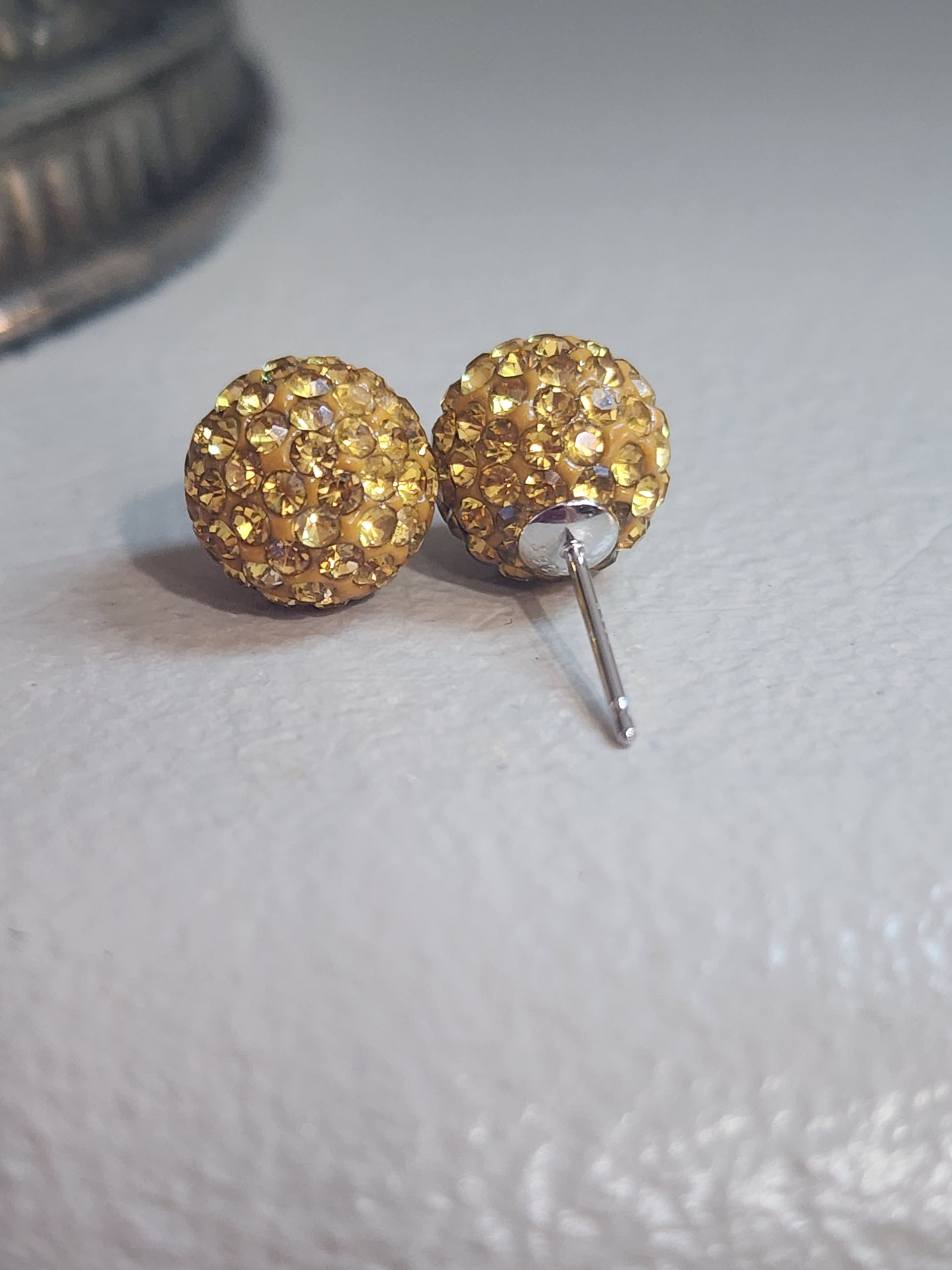 Golden 10mm Crystal Ball Earrings