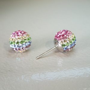 Pastel Rainbow 10mm Crystal Ball Earrings
