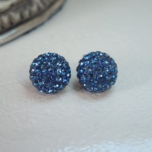 Sapphire (September) Birthstone 10mm Crystal Ball Earrings
