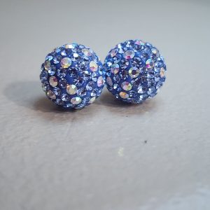 Soft Blue AB 10mm Crystal Ball Earrings