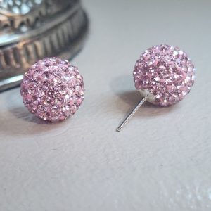 Soft Pink 12mm Crystal Ball Earrings