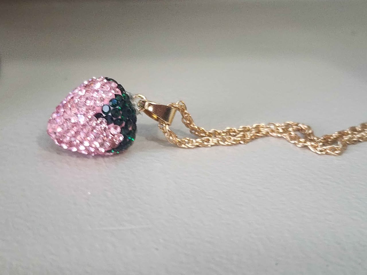 Pink Raspberry Crystal Ball Necklace – Gold Plated