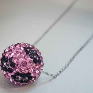 Pink Leopard Crystal Ball Necklace
