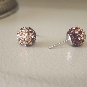 Champagne Saskatoon Berry 10mm Crystal Ball Earrings