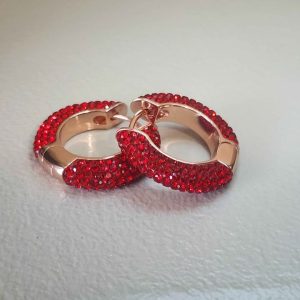 Ruby Red Medium (25mm) Crystal Ball Hoops