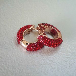 Ruby Red Small (18mm) Crystal Ball Hoops