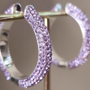 Violet Large (35mm) Crystal Ball Hoops