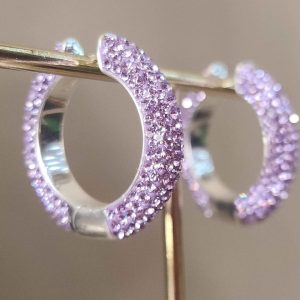 Violet Medium (25mm) Crystal Ball Hoops