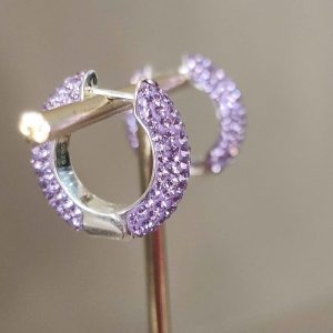 Violet Small (18mm) Crystal Ball Hoops