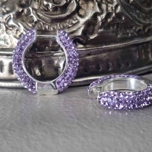 Violet Small (18mm) Crystal Ball Hoops