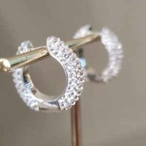 Silver Small (18mm) Crystal Ball Hoops