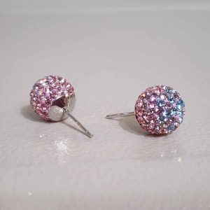 Cotton Candy 10mm Crystal Ball Earrings