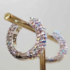 Silver AB Small (18mm) Crystal Ball Hoops