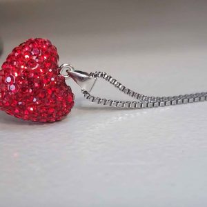 Red Heart Crystal Ball Necklace
