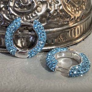 Ocean Blue Small (18mm) Crystal Ball Hoops