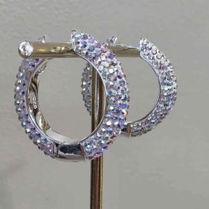 Silver AB Medium (25mm) Crystal Ball Hoops