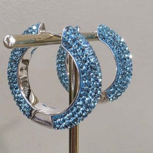 Ocean Blue Medium (25mm) Crystal Ball Hoops