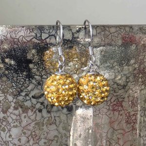 Golden Crystal Ball Dangling Earrings