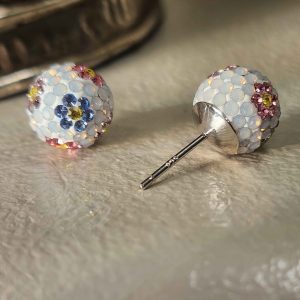 Cotton Candy Daisy 10mm Crystal Ball Earrings