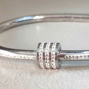 Triple Pavé Crystal Ball Bangle Bracelet