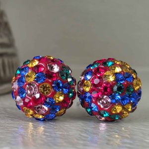 Multi-Color 10mm Crystal Ball Earrings