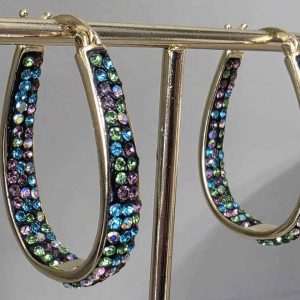 Soft Mermaid Golden Teardrop Crystal Ball Hoops (24mm)