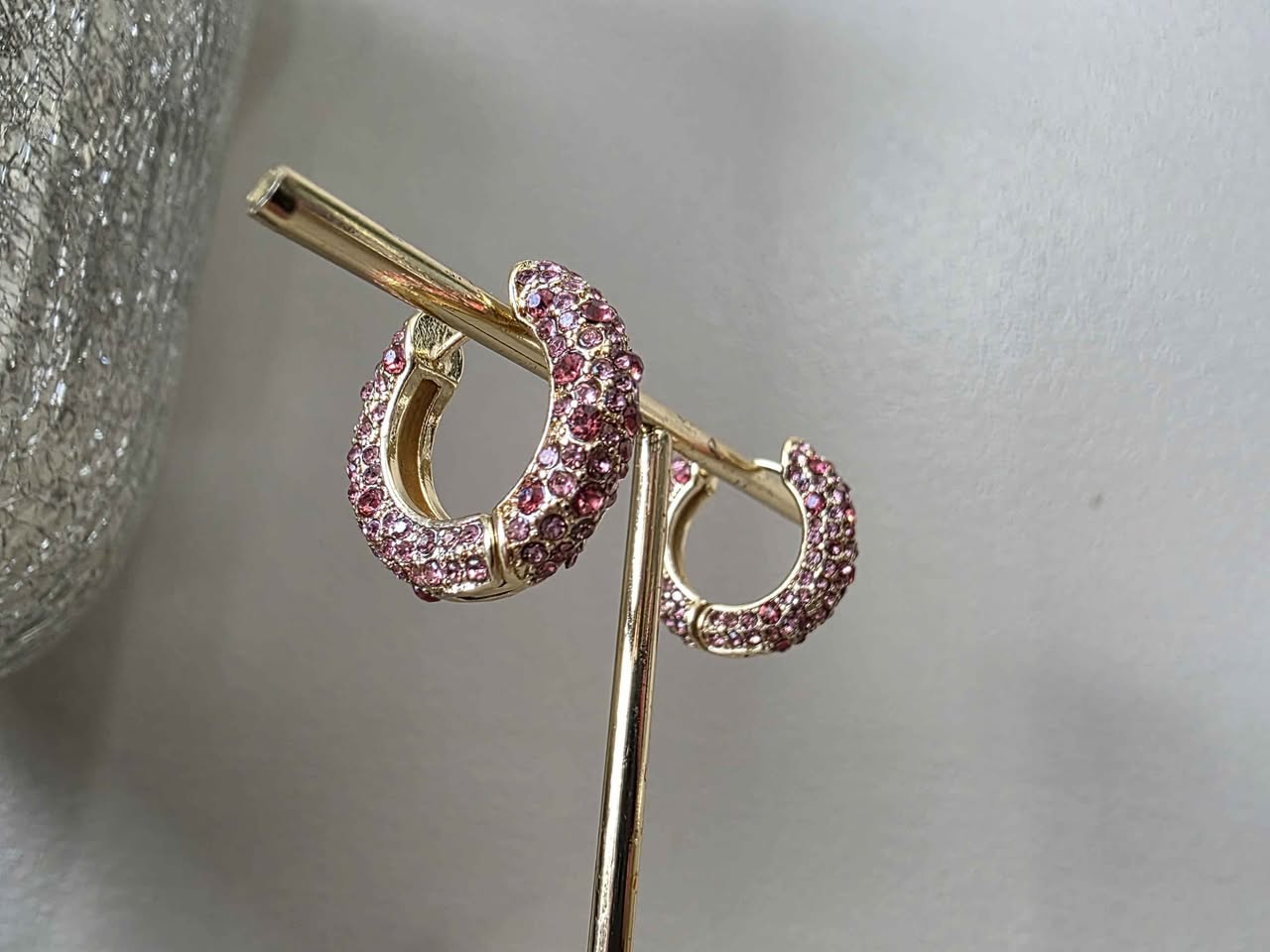 Wild Raspberry Crystal Ball Hoops - Image 2