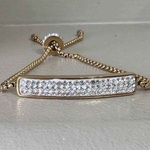 Silver Crystal Ball Bar Bracelet