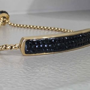 Black Crystal Ball Bar Bracelet