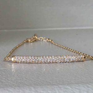 Luxe Pavé Golden Crystal Bar Bracelet