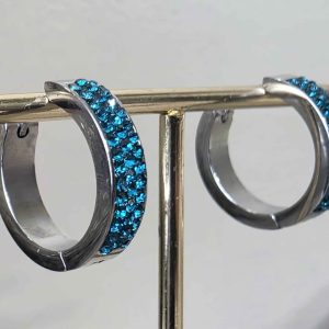 Blue Zircon 18mm Crystal Ball Hoops