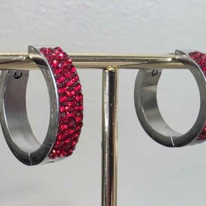 Small (18mm) Red Crystal Ball Hoops