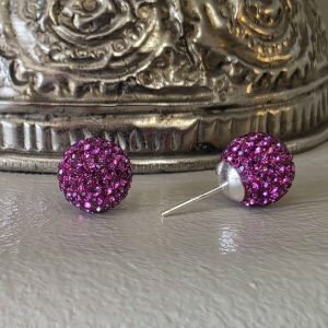 Shimmering Plum 10mm Crystal Ball Earrings