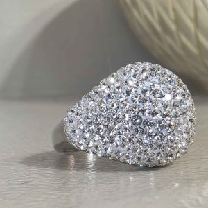 Silver Ice Crystal Ball Ring