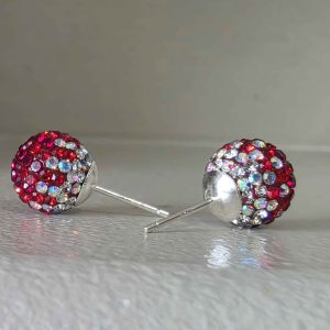 Red Velvet AB 10mm Crystal Ball Earrings