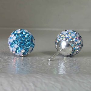 Ocean Mist Ombré 10mm Crystal Ball Earrings