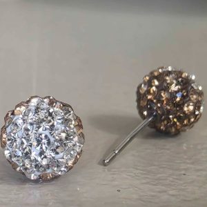 Creamy Caramel 8mm Crystal Ball Earrings