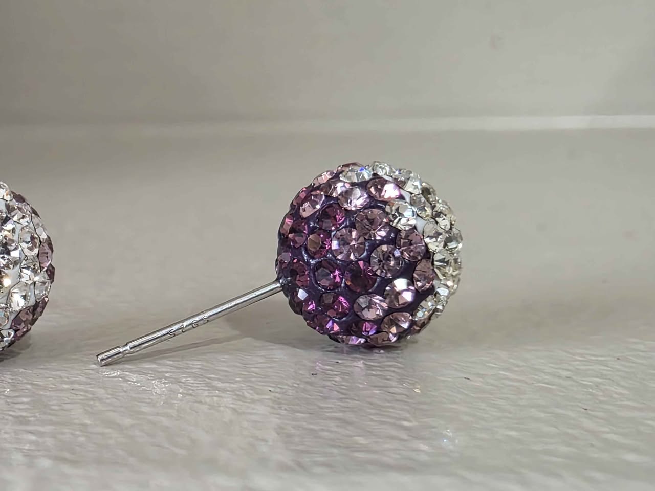 Lavender Skies 10mm Crystal Ball Earrings - Image 2