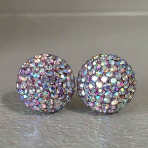 Pink Breaking Ice 12mm Crystal Ball Earrings
