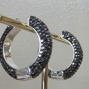 Hematite Medium (25mm) Crystal Ball Hoops